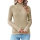 thumbnail image 3 of Suéteres de punto acanalado con cuello alto para mujer 2023 Otoño de manga larga suave clásico ajustado suéter Tops, 3 of 5
