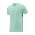 thumbnail image 2 of Men's Quick Dry Running T-Shirt With Nylon & Spandex, Crew Neck Short Sleeve Moisture Wicking Top, Solid Printed Athletic Tee for Gym Workout Fitness Reflective Casual | Zenithor,Mint Green M, 2 of 9
