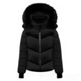 thumbnail image 5 of Women's Winter Warm Cotton-padded Coat, Single-breasted Zipper Cotton-padded Coat Black M, 5 of 6