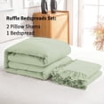 thumbnail image 4 of Bedding Bedspread Set Bed Queen - 3 Pieces Farmhouse Bedspread Skirt Coverlet Bed Spreads Quilt Chic Vintage Bedding Ruffle Bedspread Rustic with 2 Pillow Shams for Bedroom Home Dorm (Green, Queen), 4 of 7