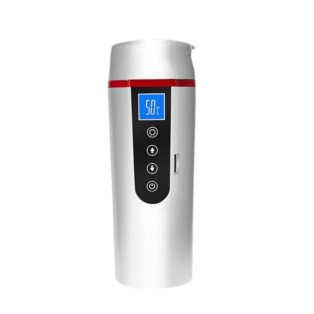 Taza De Calefacción Portátil Para Coche De 420Ml, Taza Eléctrica De Agua Caliente De 12V Y 24V, Pantalla Lcd, Hervidor De Temperatura, Café, Té, Leche, Coche De Acero Inoxidable Para El Hogar Monstrate VI009063-02