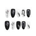 thumbnail image 5 of Uñas postizas HUOGUO, serpiente blanca y negra extendida, color oscuro, 24 unidades, 5 of 5