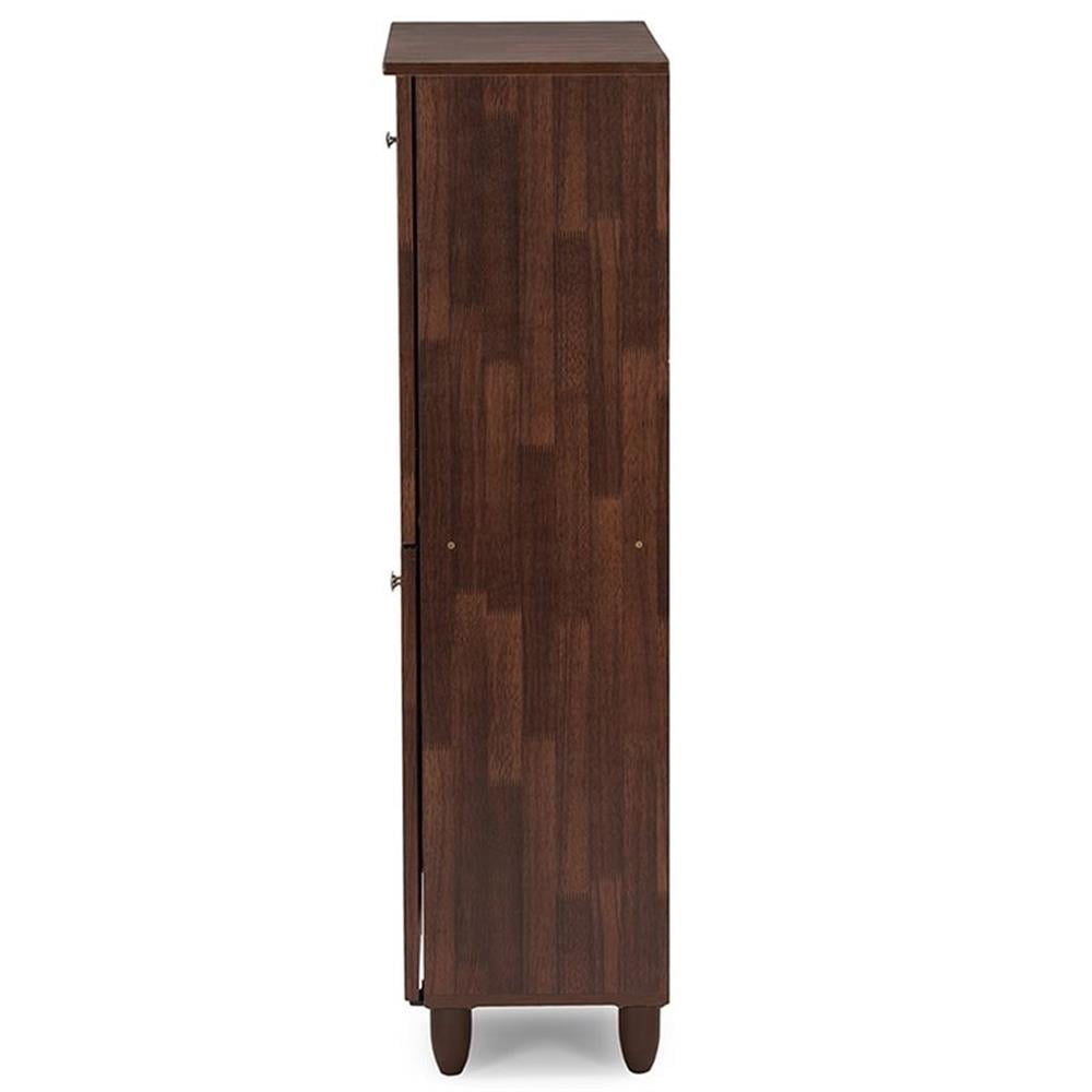 Baxton Studio Fernanda Modern 4-Door Oak Brown Wooden Shoe Cabinet