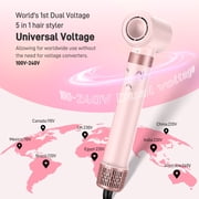 RACCOMB Dual Voltage Hair Styler 5-in-1 High-Speed Dryer Brush with Negative Ion Technology, Pink