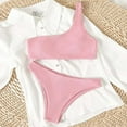 thumbnail image 4 of OWMEOT Womens Bikini Sets One-Shoulder Low Cut Bathing Suits Low Rise Thong Sexy Bikini Swimsuits for Summer Beach Vacation, 4 of 7