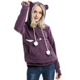 thumbnail image 3 of Gibobby Sudadera mujers larga Suéter de otoño e invierno para mujer, suéter holgado de lana con capucha para mascotas, suéter para gatos y perros con bolsa grande, sudaderas suaves （Morado， M), 3 of 5