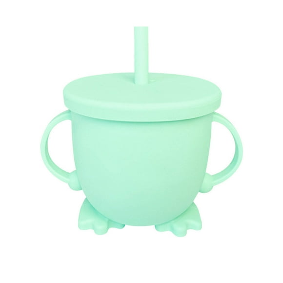 Verre&Bouteille 2025 Gobelet à Paille en Silicone Antichute à Double Oreille pour Collation pour Voyages Pique-Niques Usage Quotidien Qualité Alimentaire Gobelet Étanche avec Couvercle et Paille