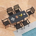 thumbnail image 2 of Gymax 7PCS Expandable Outdoor Dining Set w/Slatted Tabletop & Seats for Deck Garden, 2 of 10