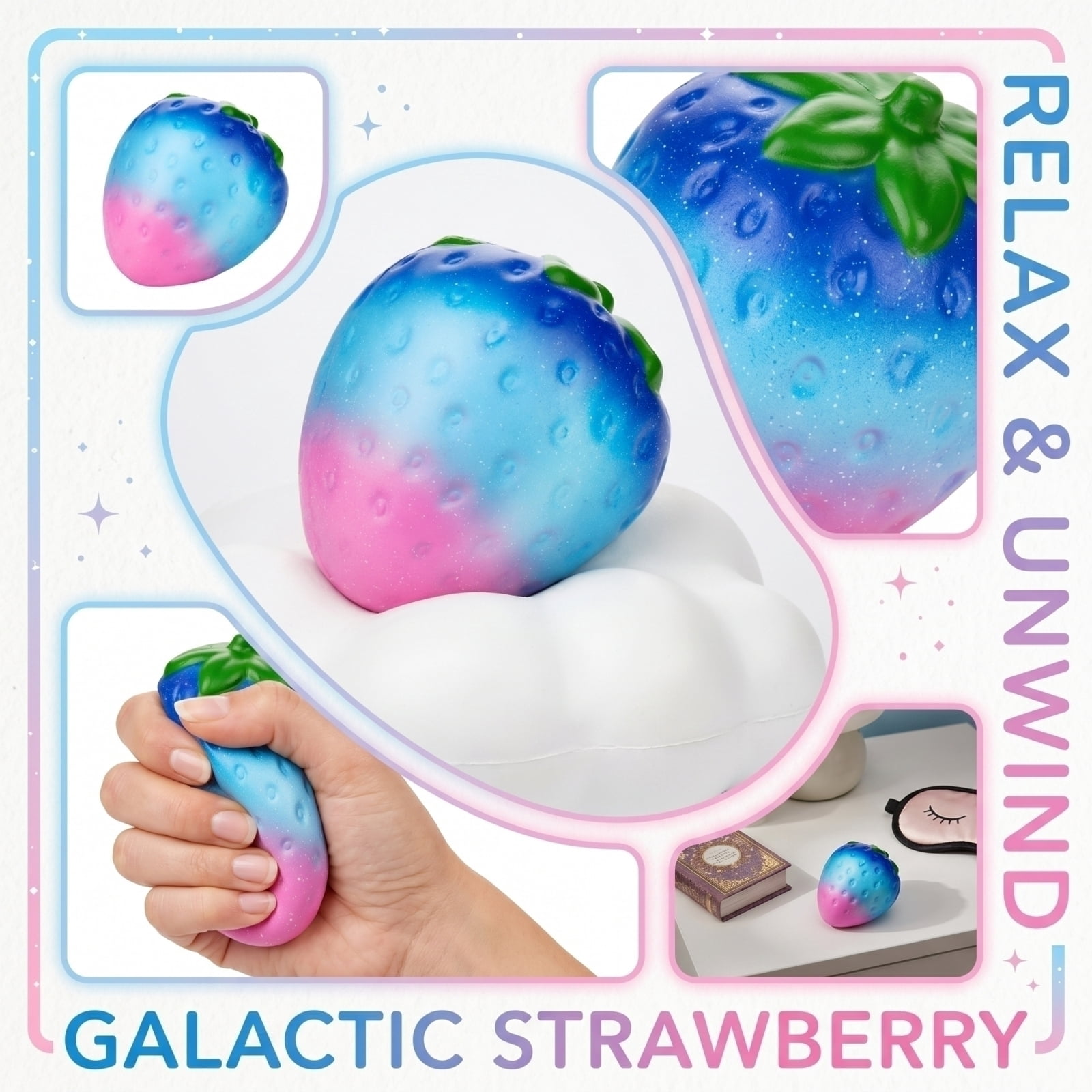 Rare Clear Glitter Dumpling Squishies Strawberry Sparkling Stress Relief Collectible & Desktop Accessory for Adults,1PCS
