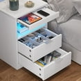 thumbnail image 6 of ADORNEVE Nightstand with Wireless Charging Station and 2 Drawers, Bedside Table with LED Lights, White, 6 of 9