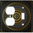 thumbnail image 4 of Metal Light Switch Plate Cover Gold Black Mandala Circle Pattern MDL006, 4 of 15
