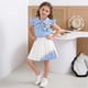 thumbnail image 1 of Conjunto floral para niña con mangas acampanadas, moderno conjunto de verano de manga corta, camisa y falda plisada, top de poliéster de dos piezas para niña., 1 of 6