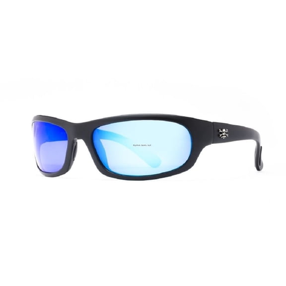 Calcutta Horseshoe Polarized Sunglasses Matte Black Frame/Blue Mirror Lens