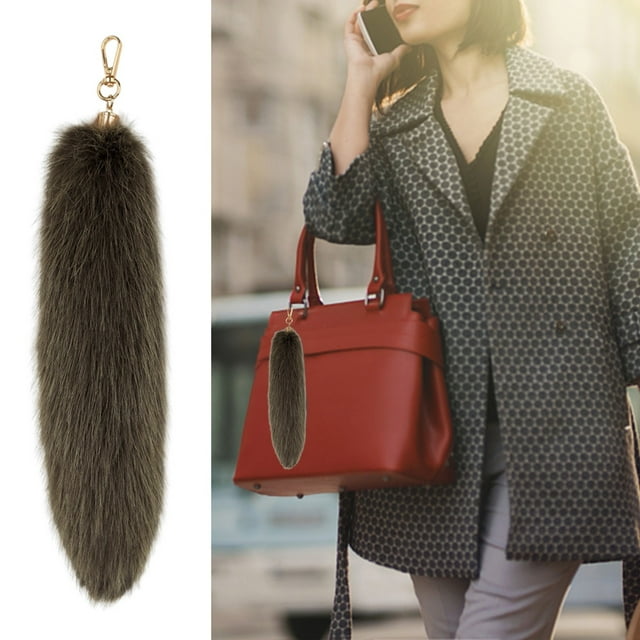 Pendentif Porte-Clés Queue 3D Mignon pour Femmes, Porte-Clés à la Mode avec Pompons Poilus Doux