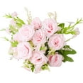 thumbnail image 2 of 2 Bunches Artificial Flowers,Fake Flowers,Artificial Plants Indoor, Artificial Rose Branch with Stem 5 Fork 5 Head Faux Silk Flower Indoor Outdoor Garden Decoration Photo Props Pink, 2 of 4