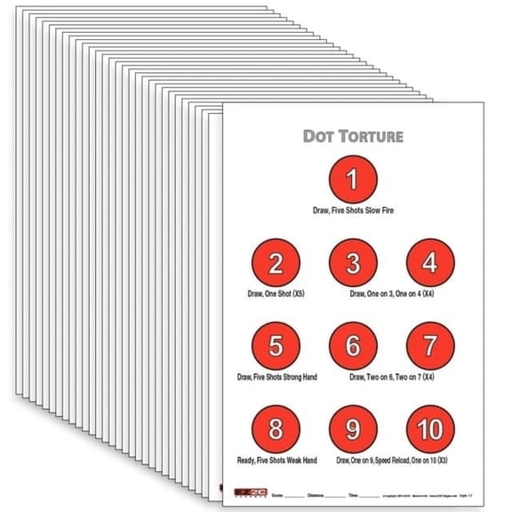 EZ2C Targets Style 17 Dot Torture Drill Shooting Target Pack, 11"x17" Paper Targets for Shooting, Compatible with Pistols Handguns for Indoor and Outdoor Gun Range Target (Tear-Off Pad of 100)