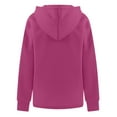 thumbnail image 4 of Women Sweatshirt Long Sleeve Hoodies Hooded Pullover Women Casual Fit V Neck Loose Tops Violet XL, 4 of 4