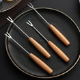 thumbnail image 2 of LmnLft Stainless Steel Fruit Forks 6-Pack - Wooden Handle Appetizer Skewers for Charcuterie Boards, Dishwasher-Safe Party Serving Utensils, 2 of 9