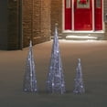 thumbnail image 3 of Northlight LED Lighted Glittered Outdoor Christmas Cone Tree - 23.5" - Silver - Set of 3, 3 of 7
