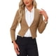 thumbnail image 1 of Blazer de oficina para mujeres, sin cuello, traje casual de negocios, blazer corto, talla XL, color caqui profundo, 1 of 6
