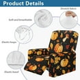 thumbnail image 4 of SCRAWLGOD Fall Decor Recliner Slipcover Lazyboy Recliner Chair Cover 4 Piece Stretch Recliner Couch Covers Small Reclining Cover with Pocket Furniture Protector, Pumpkin Spots Maple Leaf Black, 4 of 7