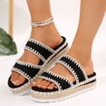 thumbnail image 2 of Rokment Stitching Espadrilles Platform Beach Sandals for Women Fashion Casual Height Increasing Flatform Comfortable Walking Chunky Flat Dress Slip on Slides Summer Vacation Black Size 6, 2 of 7
