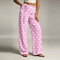 thumbnail image 4 of Women's Wide Leg Sweatpants with Pockets Polka Dot Baggy Side Drawstring Athletic Lounge Pants, 4 of 6