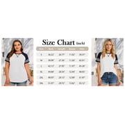 TEMOFON Summer Short Sleeve Tops for Women Color Block Casual Tunic Crew Neck Cute Striped T Shirts White Tees