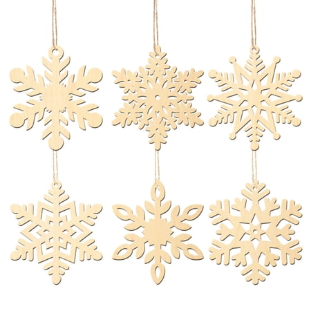Noothes Personalized Wooden Snowflake Ornaments Reusable Christmas Decor Custom Wood Snowflake Hanging Decor for Tree Home Holiday