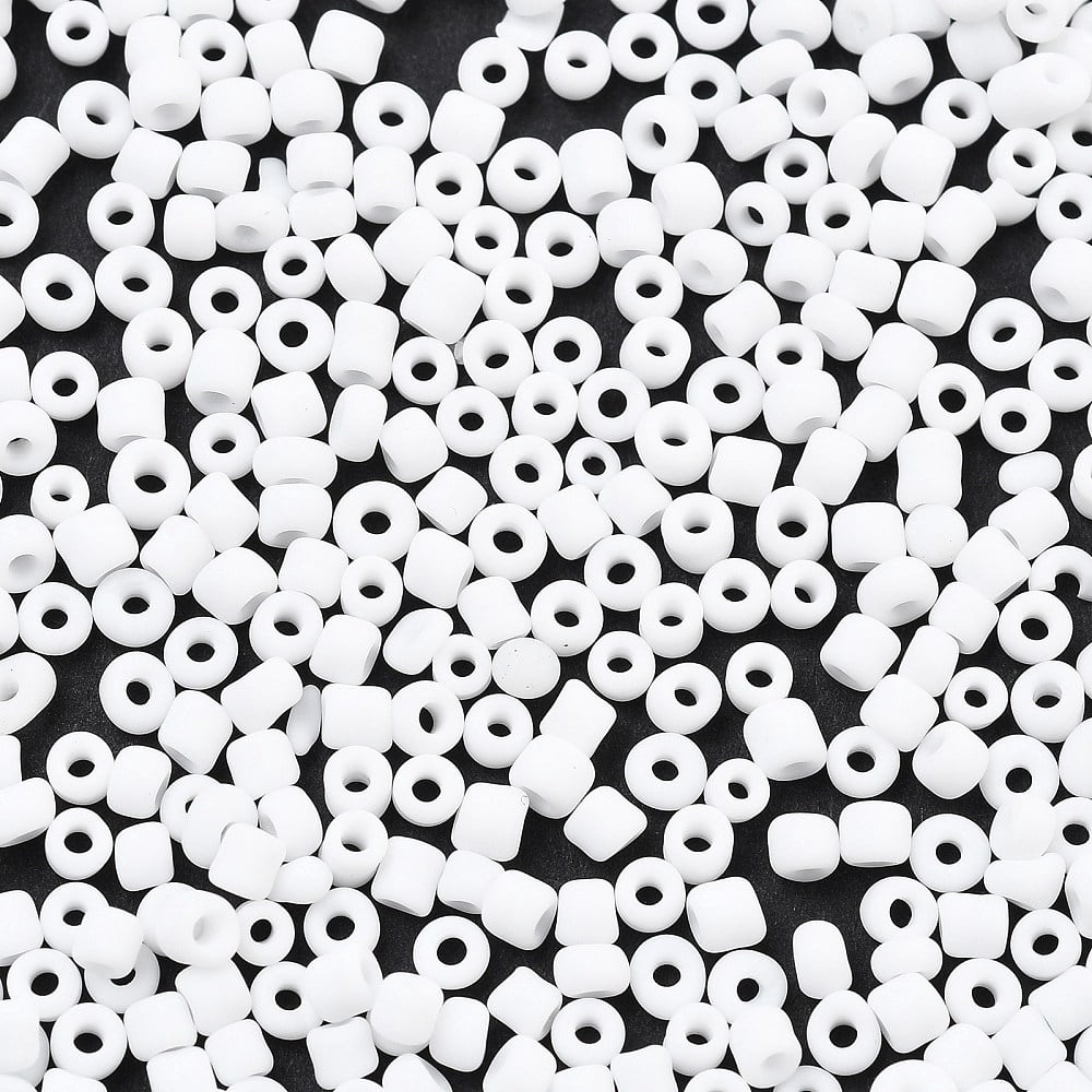 Frosted Opaque 12/0 Glass Seed Beads Round White 2x1~2mm Hole: 0.5mm about 30000pcs/bag 440~450g/bag