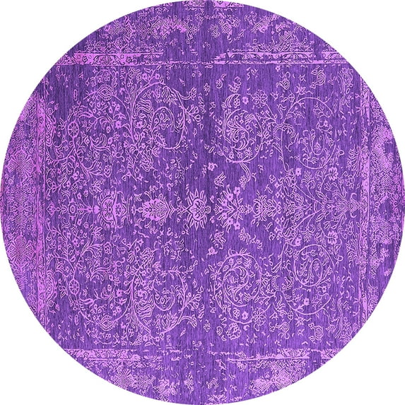 Ahgly Company Indoor Round Oriental Purple Industrial Area Rugs, 8' Round