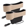 thumbnail image 4 of GOOHOCHY Organizador universal para asiento de coche, con bolsillo lateral para el conductor, cargador USB doble, portavasos y almacenamiento automático (marrón), 4 of 8