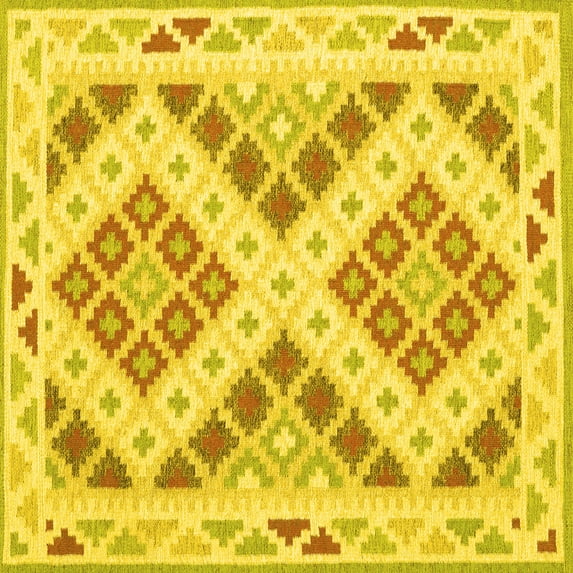 Ahgly Company Indoor Square Southwestern Yellow Country Area Rugs, 5' Square