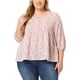 thumbnail image 1 of Blusa Babydoll de Talla Grande para Mujer Agnes Orinda con Cuello Cuadrado y Manga 3/4 en Color Rosa 4X, 1 of 6