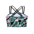 thumbnail image 4 of iEFiEL Girls Double Cross Shoulder Straps Swimming Crop Top Vest Butterfly Prints Tankini Tank Top Swimwear Black 14, 4 of 5