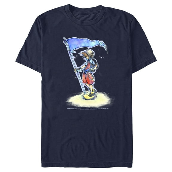 Men's Kingdom Hearts 1 Flags of the Kingdom  Graphic Tee Navy Blue 2X Large