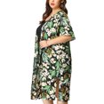 thumbnail image 1 of Women's Plus Size Cardigans Floral Split Hem Casual Cardigan Black 2X, 1 of 7