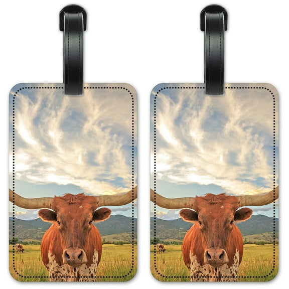 Longhorn - Luggage ID Tags / Suitcase Identification Cards - Set of 2