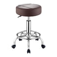 thumbnail image 1 of Taburete con ruedas, taburete de bar con cojín de asiento grueso, taburete giratorio, taburete de salón para cafetería, spa, oficina, peluquería Marrón, 1 of 8