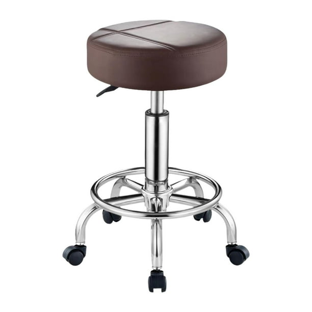 Taburete de SPA redondo con ruedas, taburete de salón multiusos moderno para Marrón
