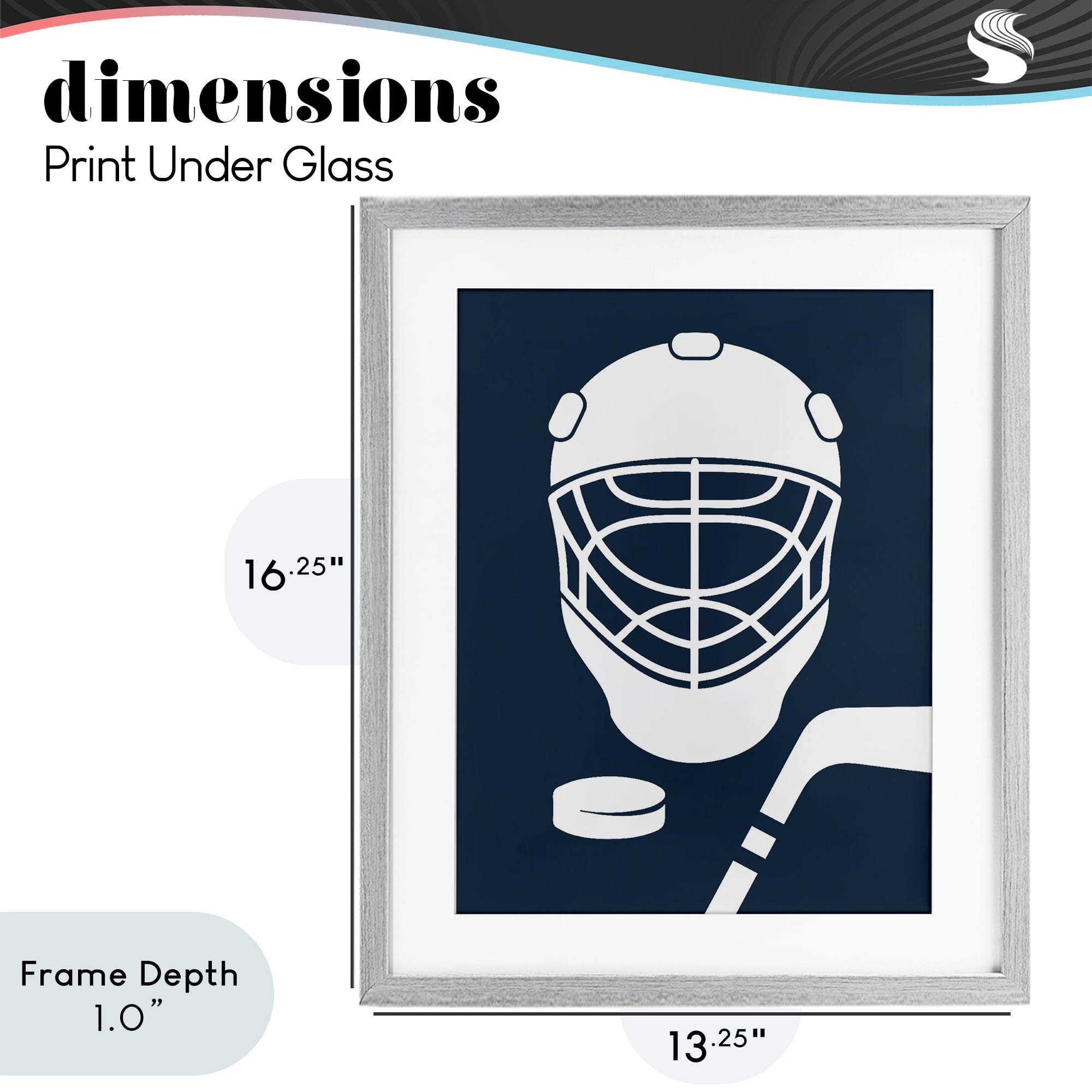 Stupell Industries Hockey Mask Blue & White Gray Framed Print Under Glass, design by Melody Hogan