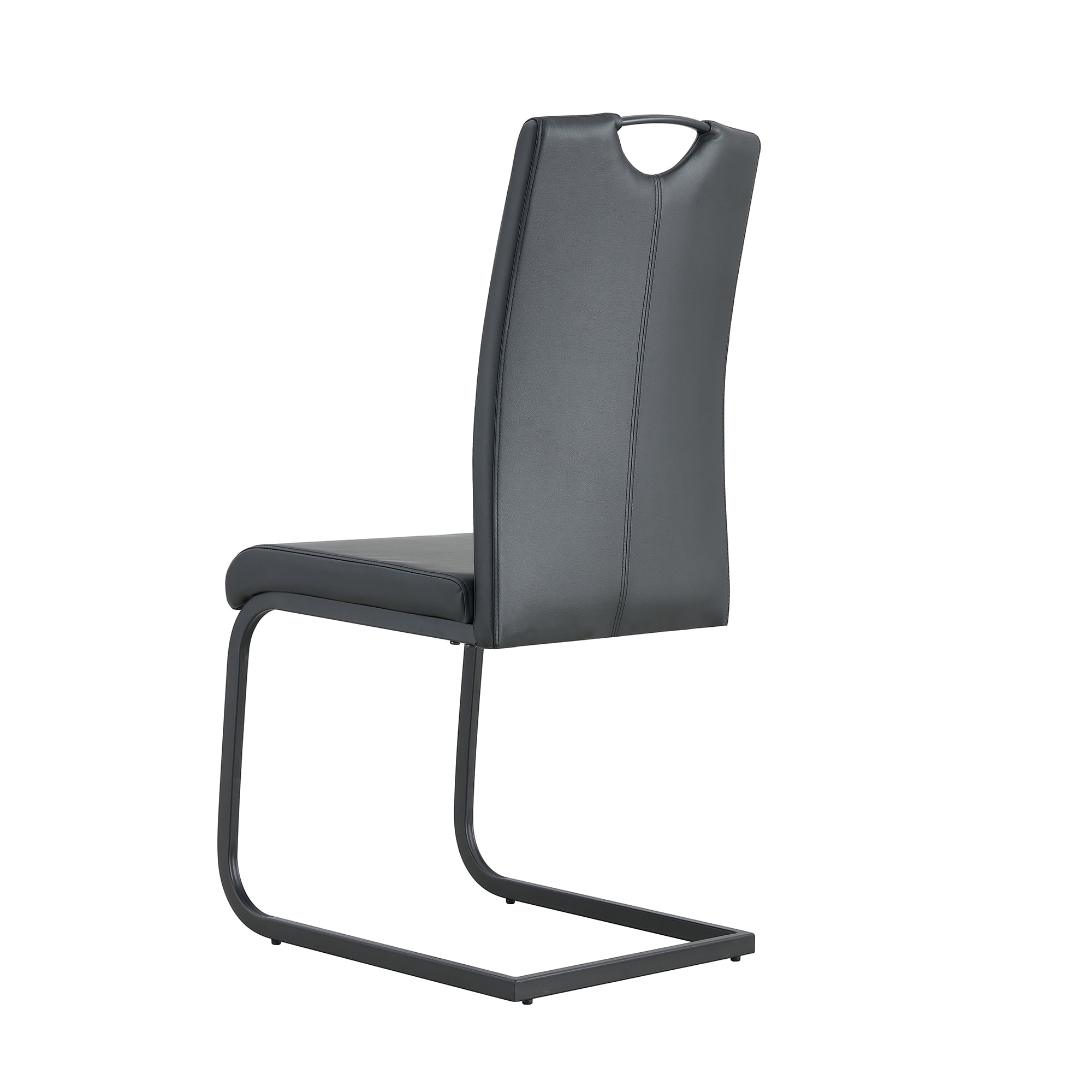 Kepooman Black PU Leather Dining Chair, Armless Classic Leisure Chair with Metal Leg, Set of 2 Kepooman Black PU Leather Dining Chair, Armless Classic Leisure Chair with Metal Leg, Set of 2