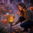 thumbnail image 7 of Solar Powered Triple Head Dragon Stake Light, Golden Crown Hydra Dragon Skull Figurine Outdoor Yard Halloween Path Decor, 7 of 7