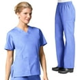 thumbnail image 2 of Maevn CORE Women's Classic V-Neck Solid Scrub Top & Full Elastic Band Cargo Scrub Pant Set [XXS - 3XL], 2 of 2