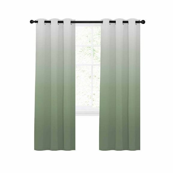 Sage Green Ombre Blackout Curtains 39 Inches Long for Bedroom,Farmhouse Green Gradient Modern Abstract Art Thermal Insulated Room Darkening Black Out Curtain Panels Grommet Drapes for Living Room