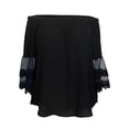 thumbnail image 1 of eVogues Plus Size Off Shoulder Lace Bell Juliet Cuff Top Black, 1 of 4