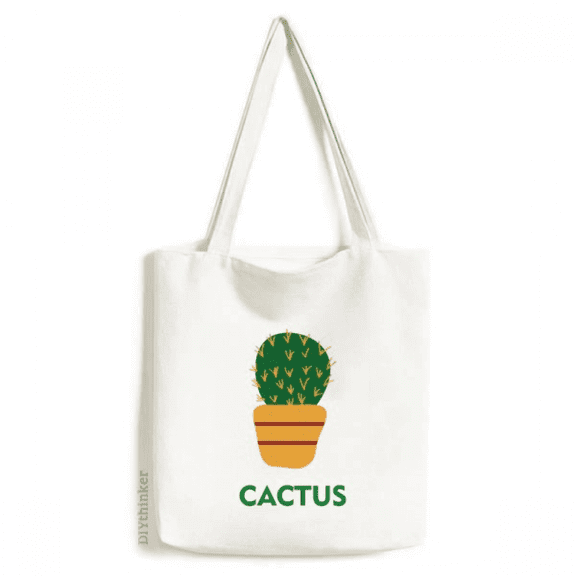 Cactus Green Potted Succulents Tote Canvas Bag Shopping Satchel Casual Handbag