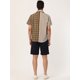 thumbnail image 5 of INSPIRE CHIC Camisa de cuadros a rayas estampada con botones y manga corta en color en contraste para hombre Cafe Blanco L, 5 of 6