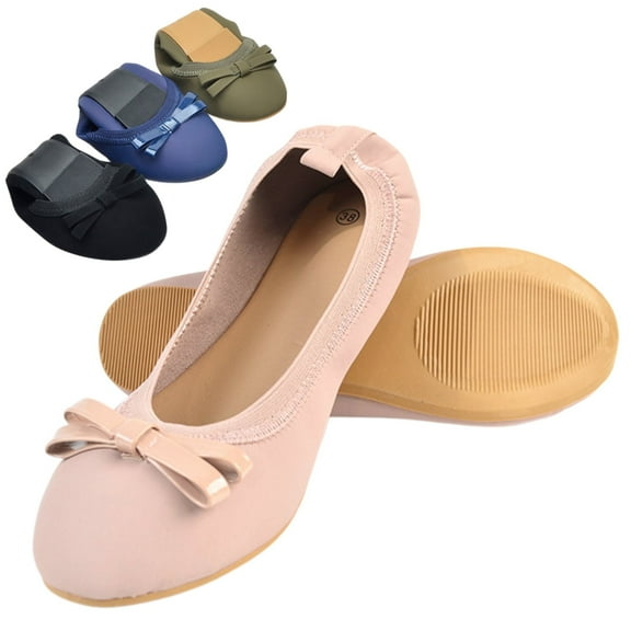 BERANMEY Women's Casual Bow Flats Ballet Shoes Comfort Round Toe Dressy Ballet Flats for Women Suede Slip-on Loafers Shoes for Womens