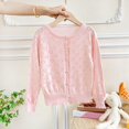 thumbnail image 2 of Kogui Cardigan for Kids Girls Kids Boys Girls Knit Cardigan Button Down Long Sleeve Crewneck Open Front Sweater Toddler Soft Outwear Size 13-15 (Pink,13-15 Years), 2 of 8